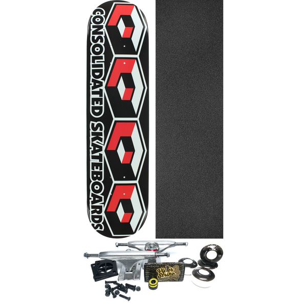 Consolidated Skateboards 4 Cube Red Skateboard Deck - 7.75" x 31.5" - Complete Skateboard Bundle